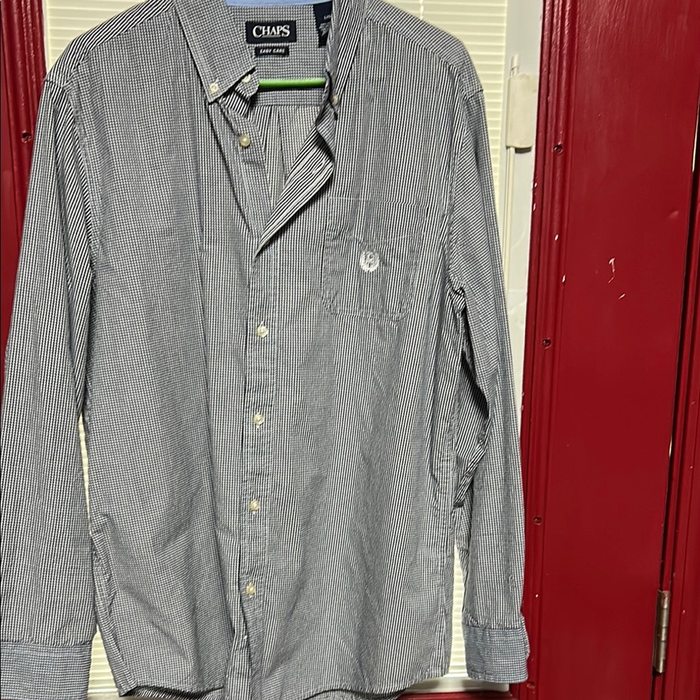 Chaps Men's Black and White Checkered Shirt